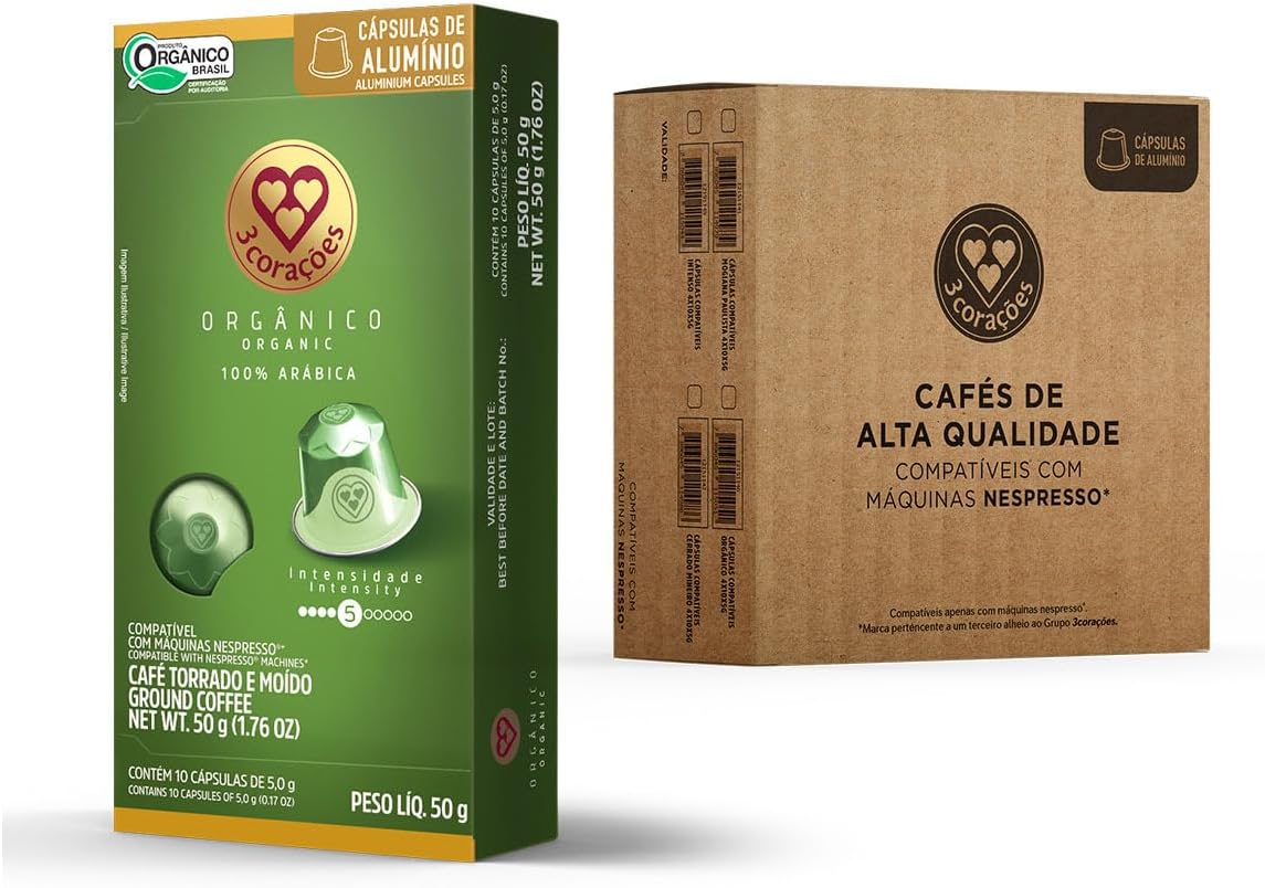 3 Corações Pack Cápsulas de Café Orgânico, Compatíveis com Nespresso, contém 40 un - Imagem 3