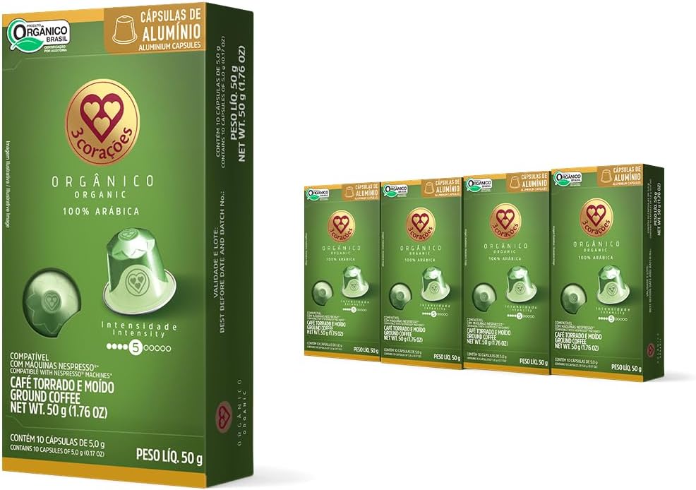 3 Corações Pack Cápsulas de Café Orgânico, Compatíveis com Nespresso, contém 40 un - Imagem 2