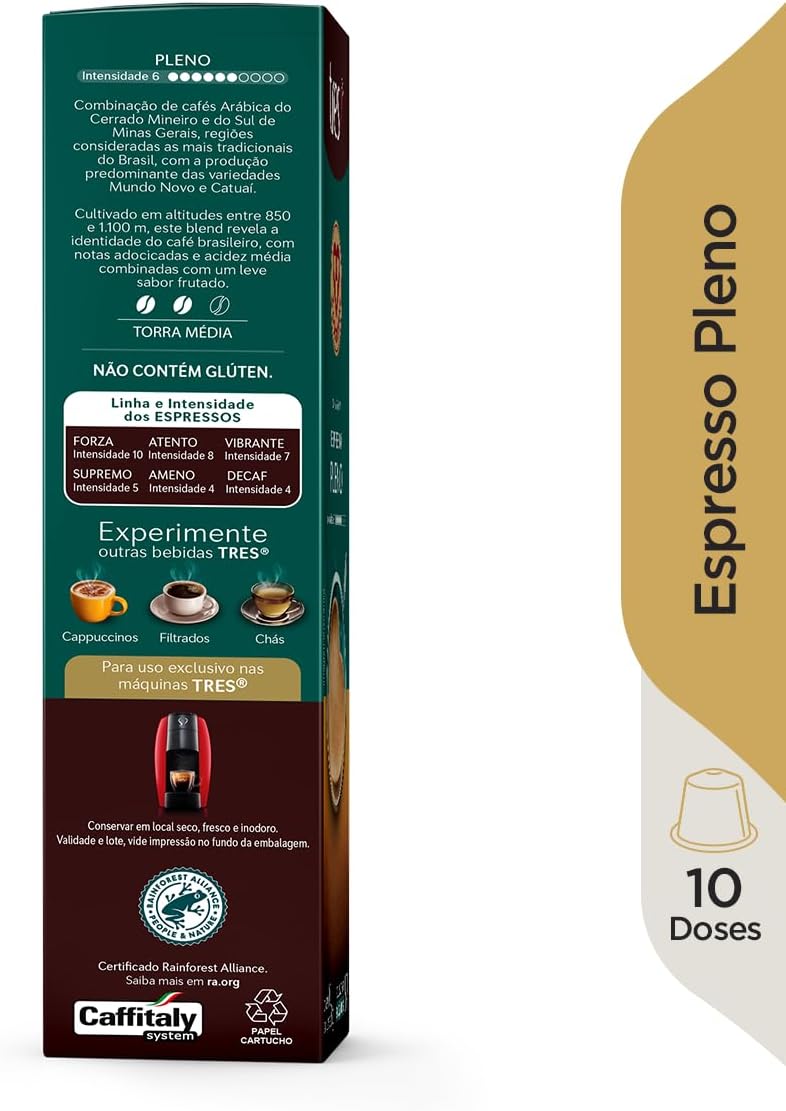 Capsula de Café Espresso Pleno TRES 3 Corações 10 unid - Imagem 4