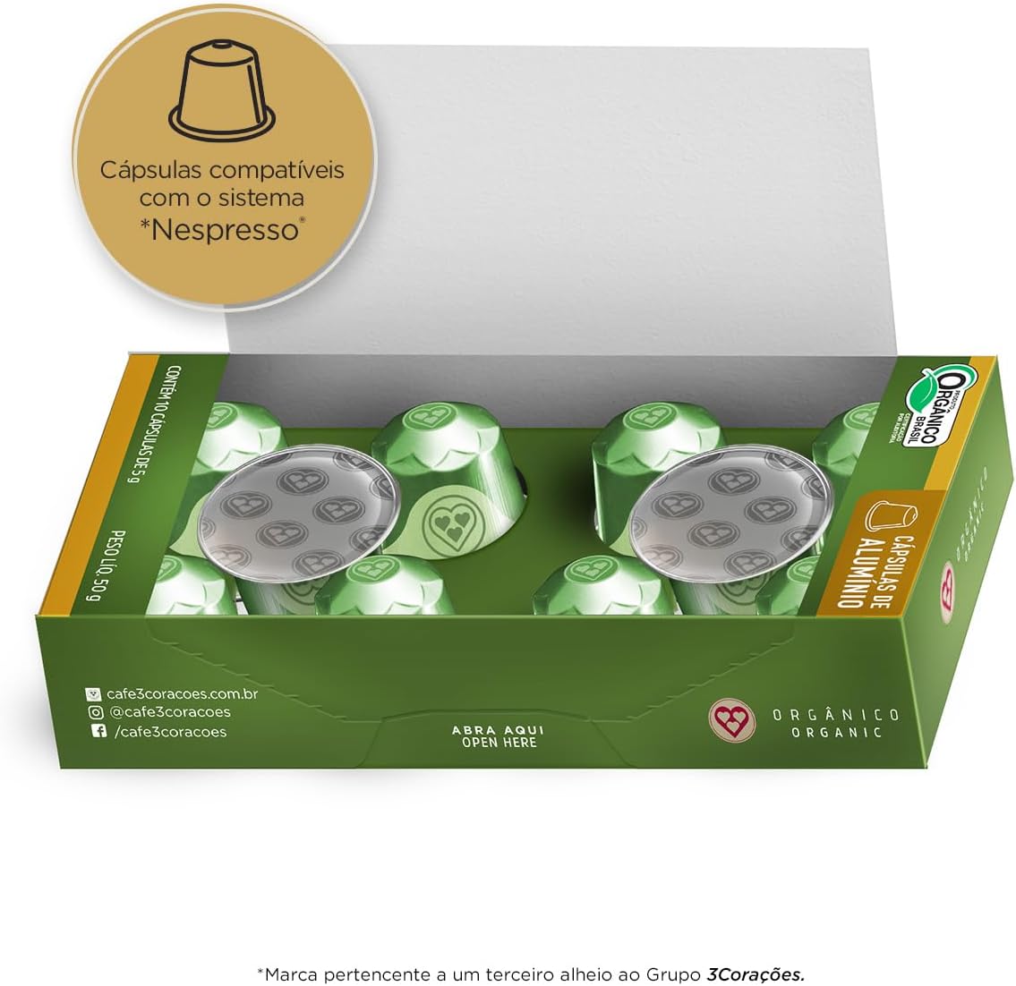 3 Corações Pack Cápsulas de Café Orgânico, Compatíveis com Nespresso, contém 40 un - Imagem 5