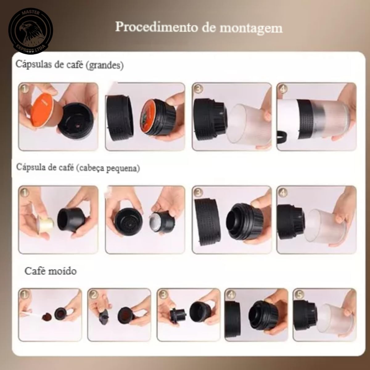 Máquina de Café Expresso Portátil 3 em 1, Preta - Imagem 10