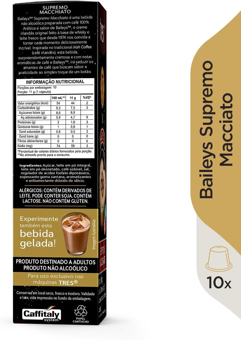 3 Corações Cápsula Supremo Macchiato Baileys TRES - 10 unidades - Imagem 3