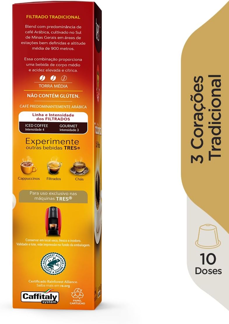 3 Corações Cápsula Café Filtrado TRES - 10 unidades - Imagem 4