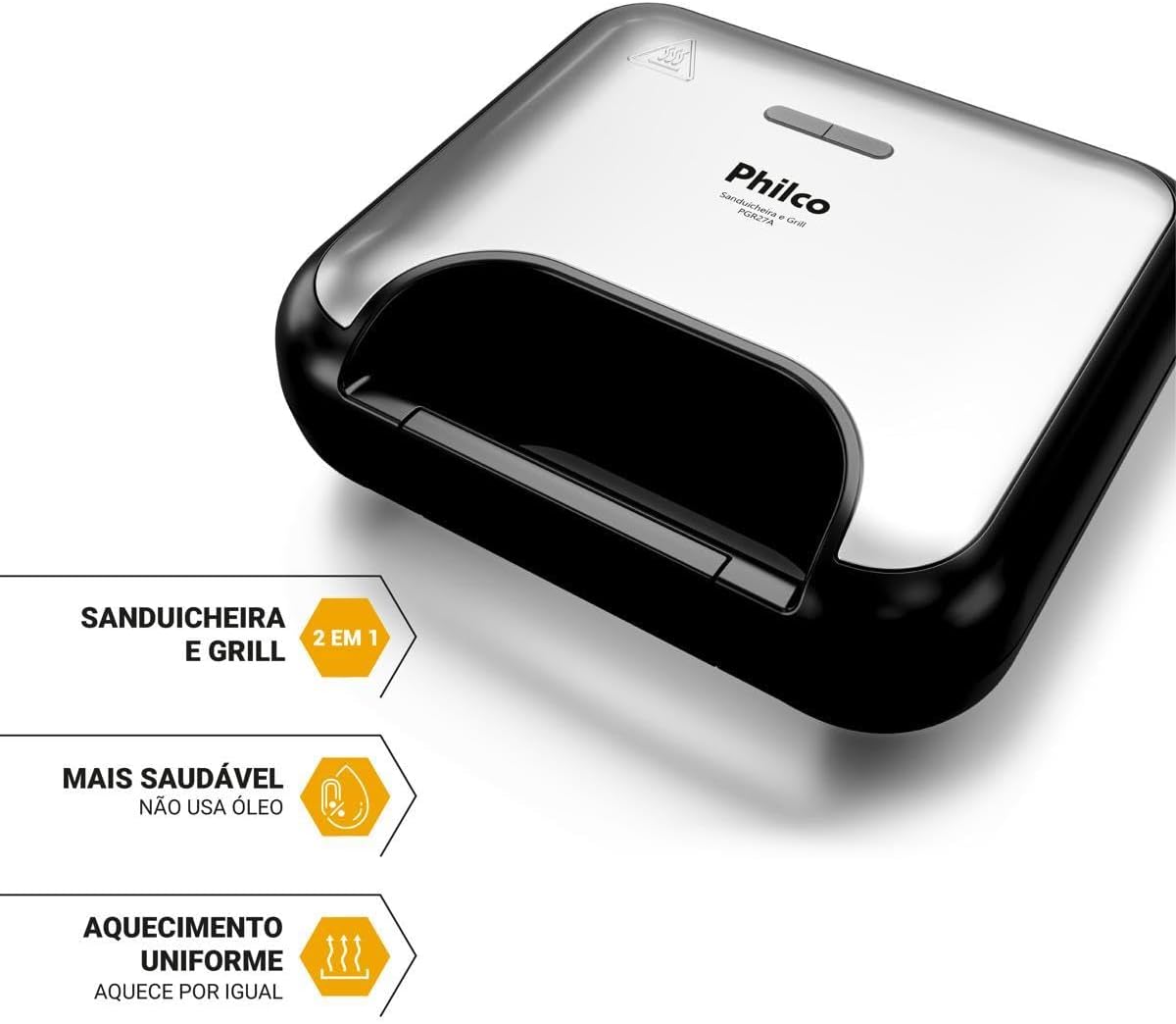 Sanduicheira e Grill Philco Acabamento em Inox 750W PGR27A - 220V - Imagem 8
