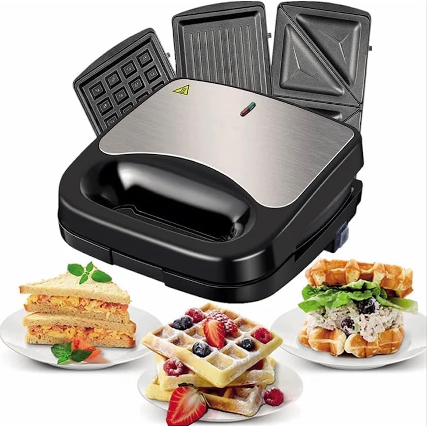 Máquina de sanduíches 3 em 1 com ferro para waffles 110V e 220V(220v) - Imagem 3
