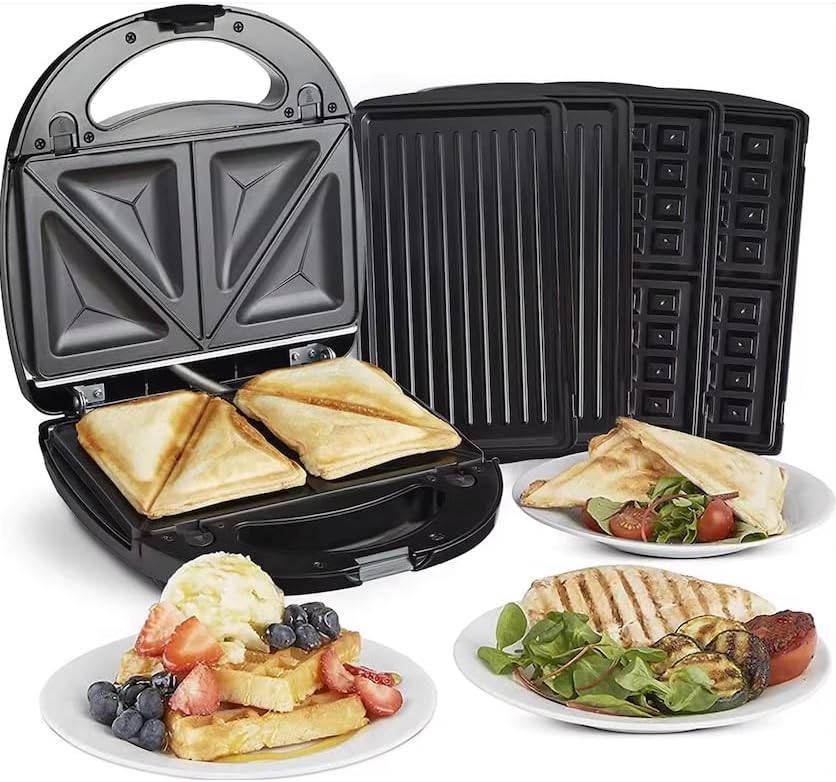 Máquina de sanduíches 3 em 1 com ferro para waffles 110V e 220V(220v) - Imagem 5