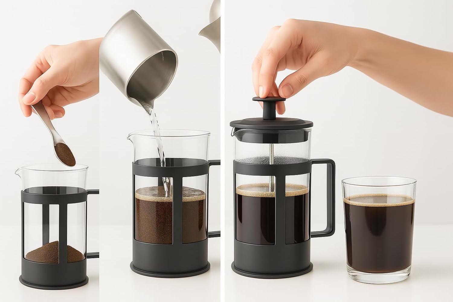 Cafeteira de Prensa Francesa de Vidro com Alça Rígida 1000ml - Imagem 3