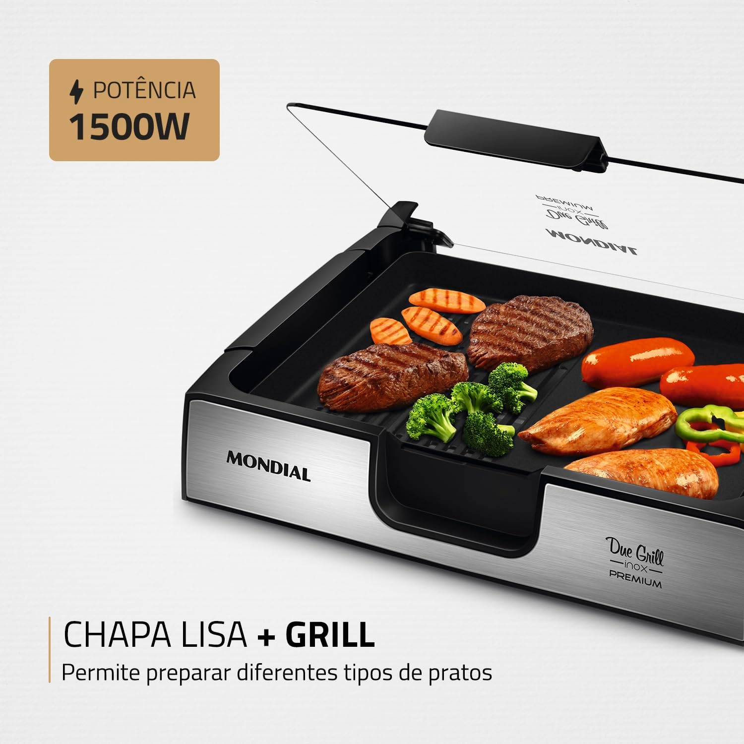 MONDIAL Chapa Due Grill Premium, Preto/Inox, 1270W, 220V - G-10 - Imagem 3
