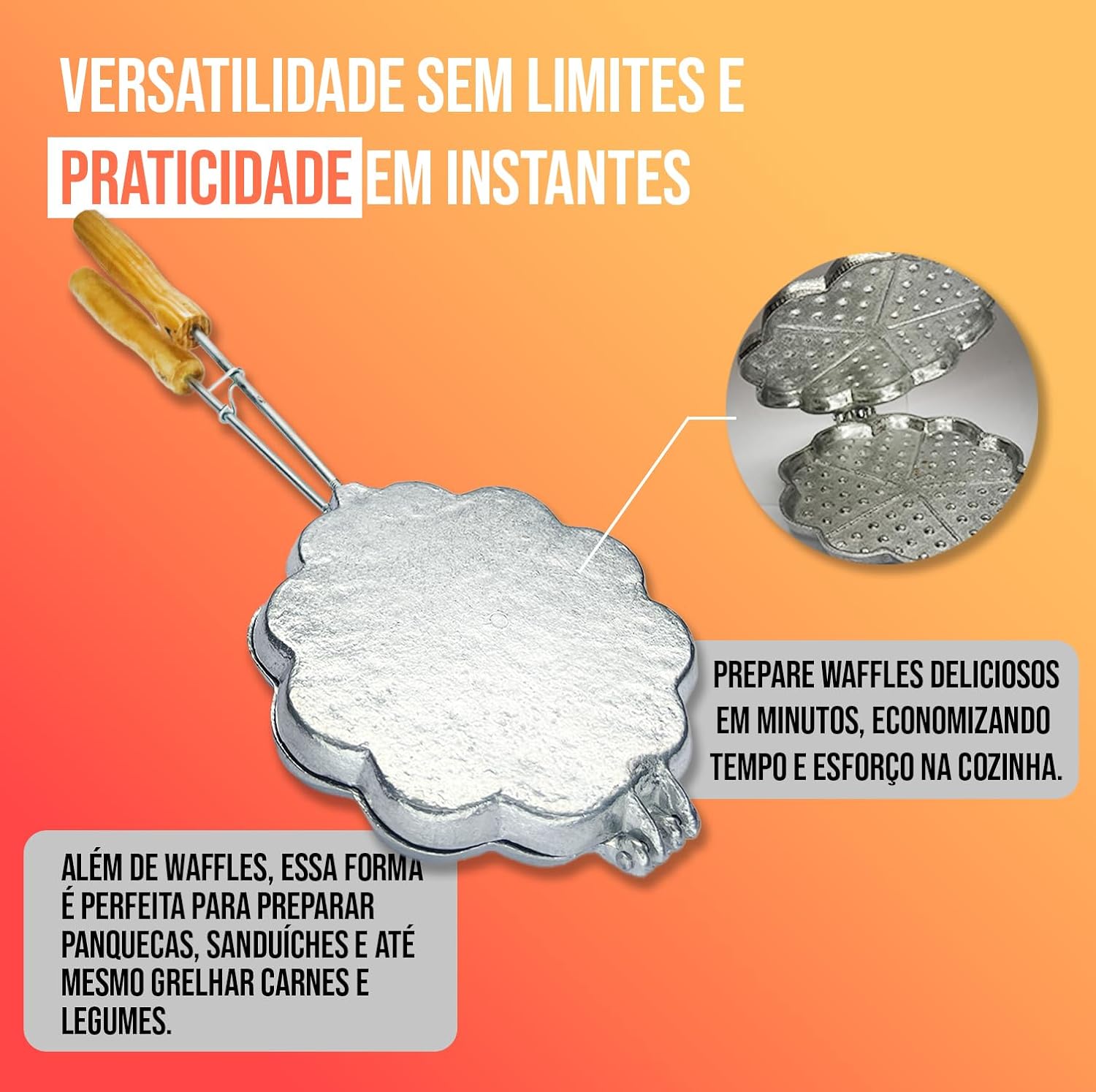 Sanduicheira Forma Flor de Waffle Crepe Para Fazer No Fogão - Imagem 3