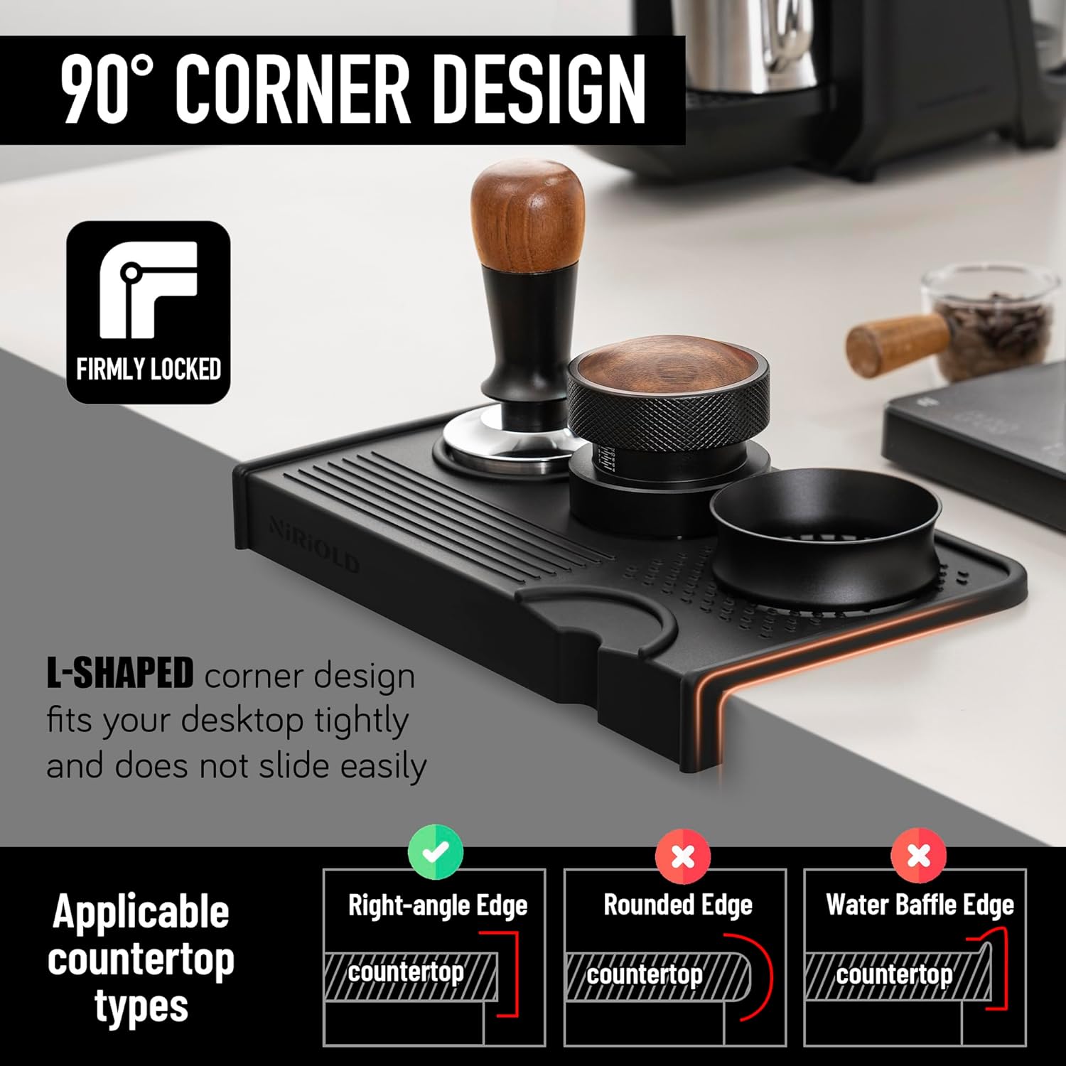 Tapete de café expresso, tapete de adulteração de café, silicone de grau alimentício 26 cm × 14 cm tapete portátil para acessórios de máquina de café expresso barista, estação de tamp - Imagem 5