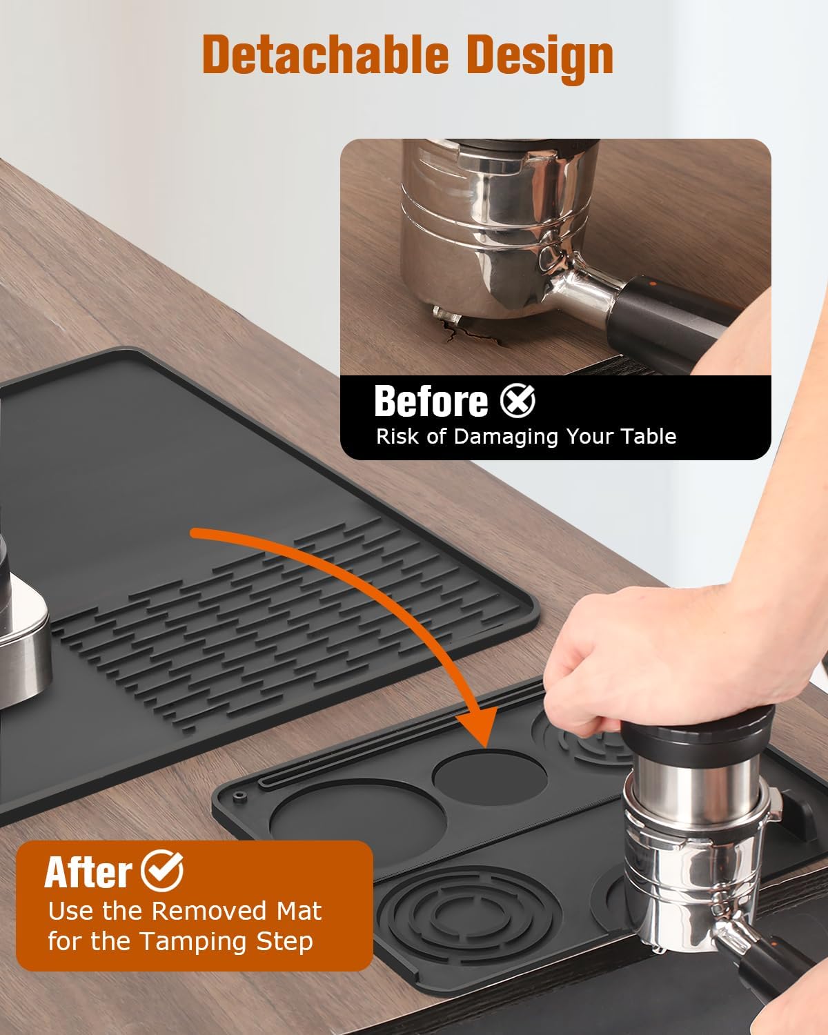 Tapete de silicone para máquina de café expresso Ninja Luxe ES601/ES701 e a maioria das máquinas de café expresso caseiras - Tapete grande antiderrapante resistente ao calor de 58 cm x 38 cm - Imagem 4