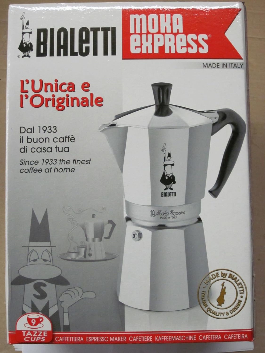 Bialetti - Moka Express: cafeteira de café expresso icônica para fogão, faz café italiano de verdade, panela de moka 9 xícaras (420 ml), alumínio, prata - Imagem 4