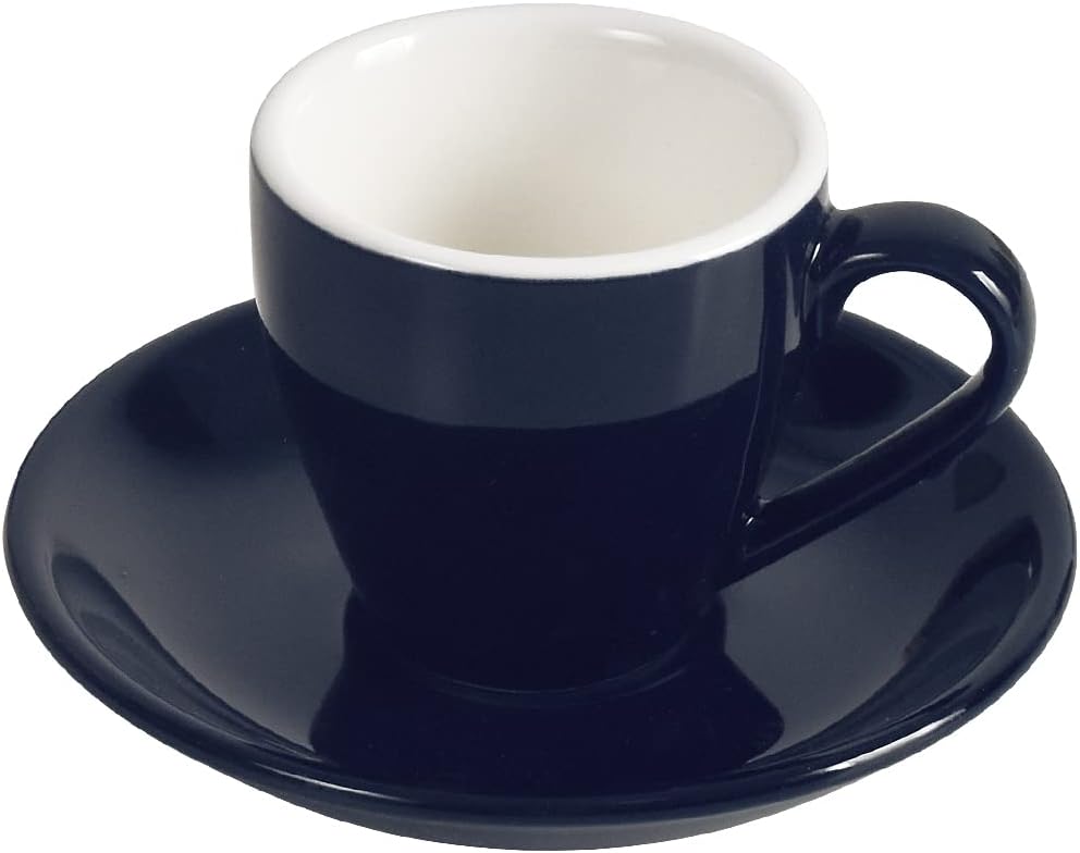 Xícara de café expresso de porcelana com pires, copo de café expresso, 80 ml, azul escuro - Imagem 2