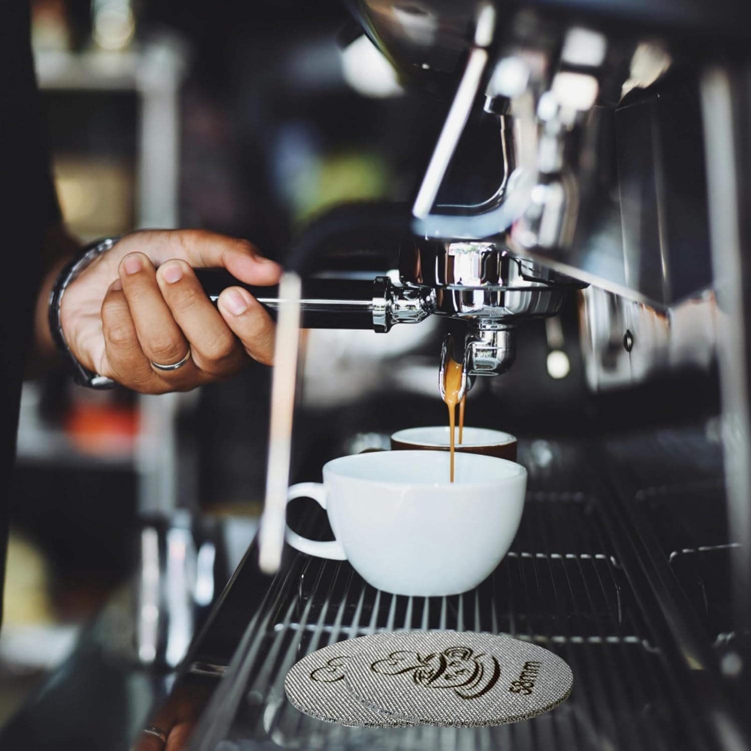 Tela de disco expresso, substituição de tela de disco reutilizável, ferramenta de distribuição de café expresso perfeita compatível com cesta de filtro portátil de máquina de café expresso, espessura - Imagem 7